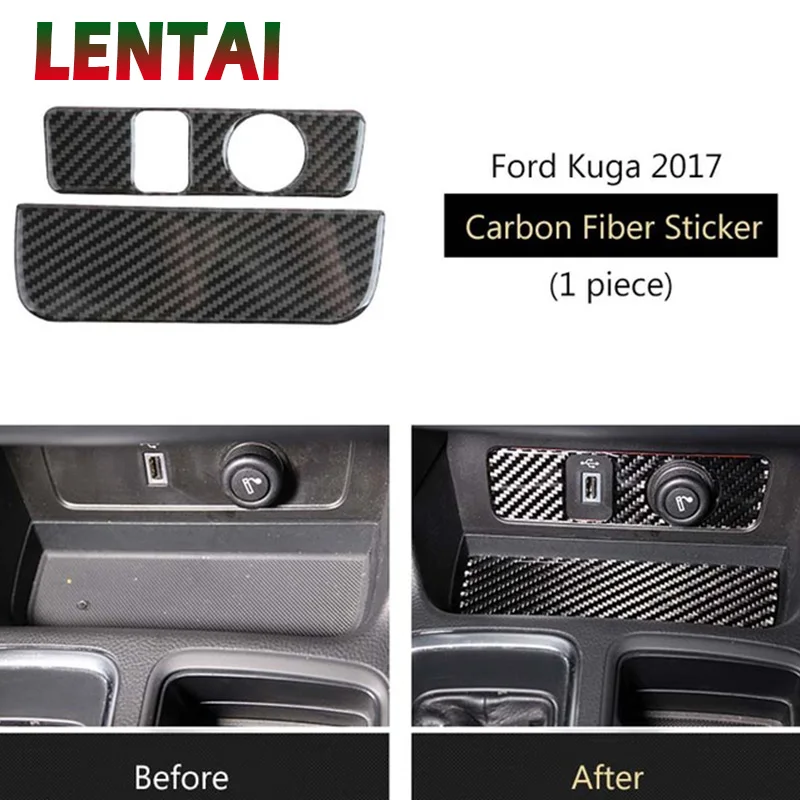 LENTAI 2x Авто Стайлинг углеродного волокна салона прикуриватель Панель Стикеры для