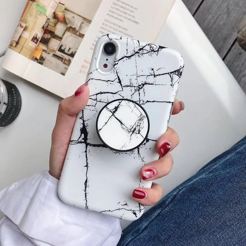 Marble Folding Bracket Case for Iphone X S XR MAX Cases IPhone 7 8 6 6s Plus 8plus 7plus Phone Back Cover Coque Capa |