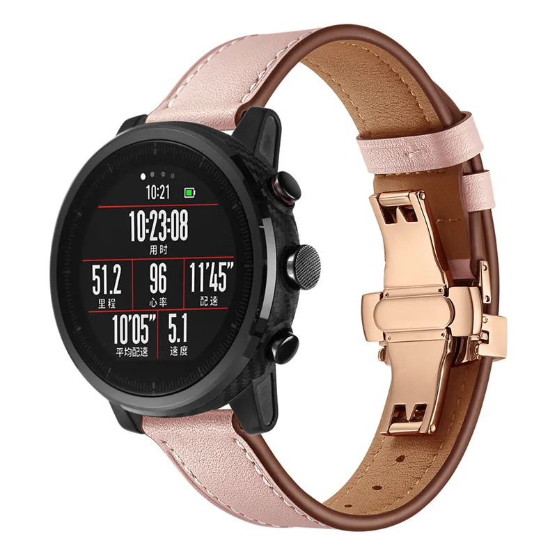 Ремешок для часов Xiaomi Huami Amazfit Stratos 2 2s из кожи высокого качества с металлической