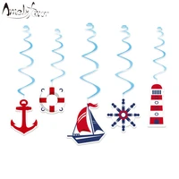 sailboat nautical ceiling hanging swirl decorations cutout baby shower girl party supplies diy decor event party festive