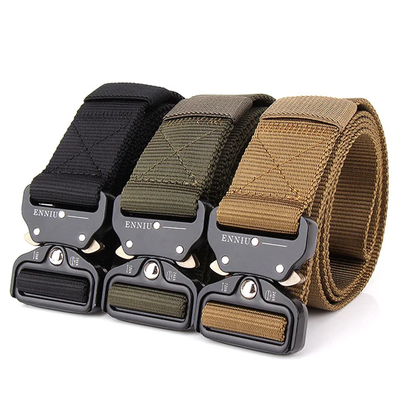 Мужской парусиновый ремень SWAT военный с металлической пряжкой нейлоновый