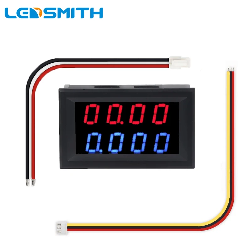 LEDSMITH DC 0 200 в 10A цифровой вольтметр Амперметр синий + красный светодиод двойной