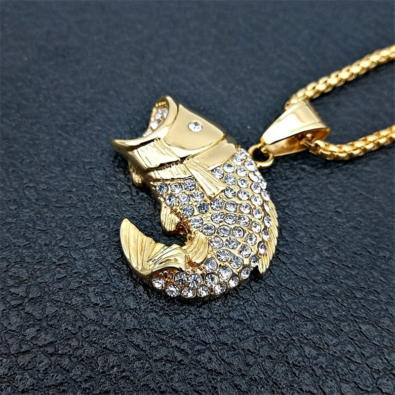 Подвески в стиле хип-хоп Ice Out Bling разразы-рыбки ожерелья для женщин/мужчин