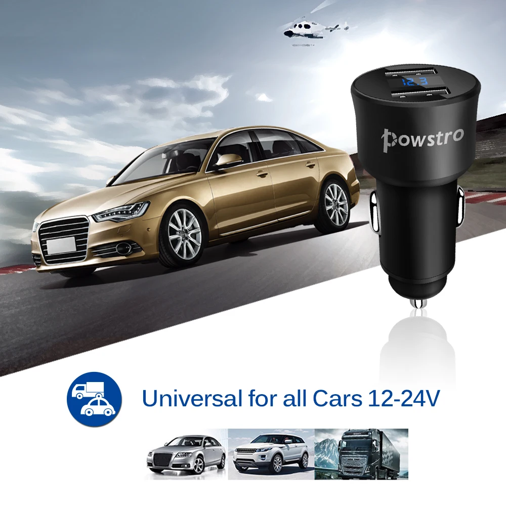 Автомобильное зарядное устройство с двумя USB портами и светодиодным