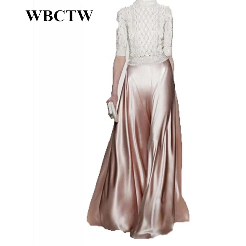 WBCTW свободные стильные женские брюки с высокой талией однотонные Длинные Макси