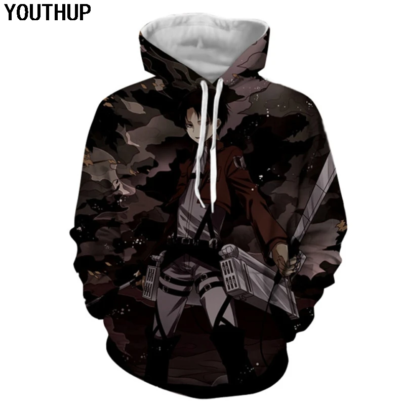 Мужская толстовка с капюшоном YOUTHUP Модный пуловер 3D-принтом в стиле аниме