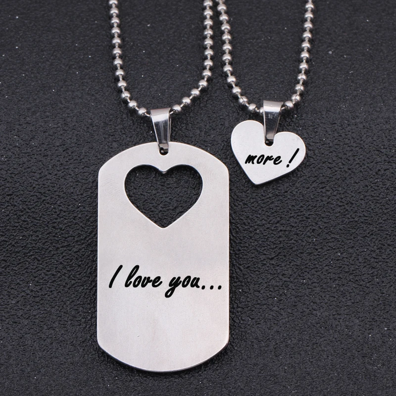 Креативное высококачественное ожерелье с подвеской гравировкой надписью I Love You