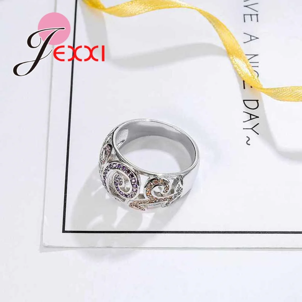 Fashion Hollow Ring 3 Color Micro CZ Crystal Paved 925 Sterling Silver Jewelry For Women Girls Best Gift Bague Bijoux | Украшения и