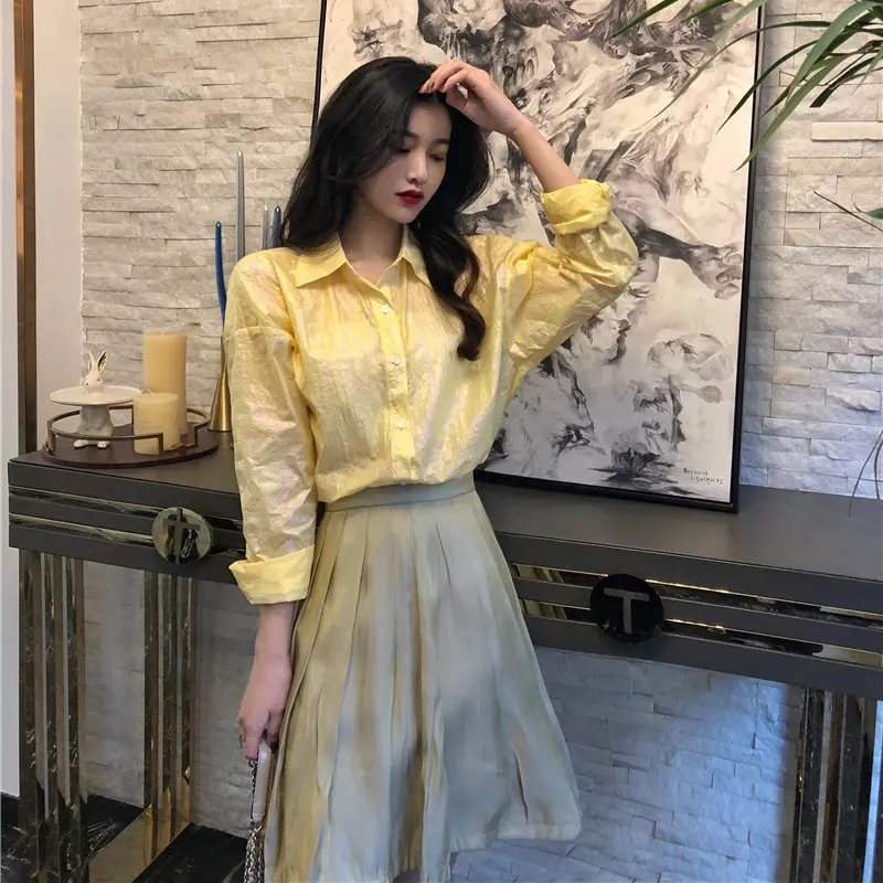 Женская плиссированная юбка с высокой эластичной талией Alien Kitty повседневная