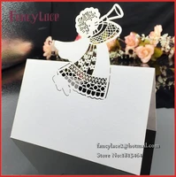 50pcs wedding laser angel place names cards baptism table decorative cards wedding invitation card supplies free shipping