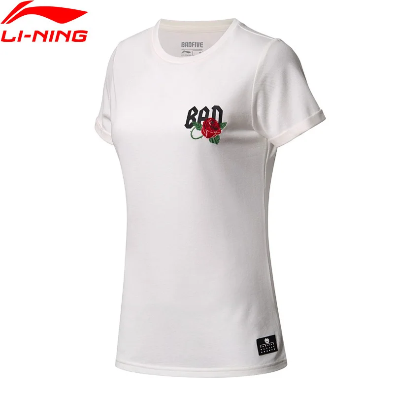 Li-Ning, женские баскетбольные майки BAD FIVE, хлопок, обычная посадка, футболки с подкладкой, удобная спортивная футболка, топы AHSN154 WTS1402