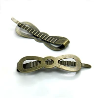20pcs wholesale bronzed silver plated bow shaped barrette hair clip blank hairpin jewelry findings 52 5mm long