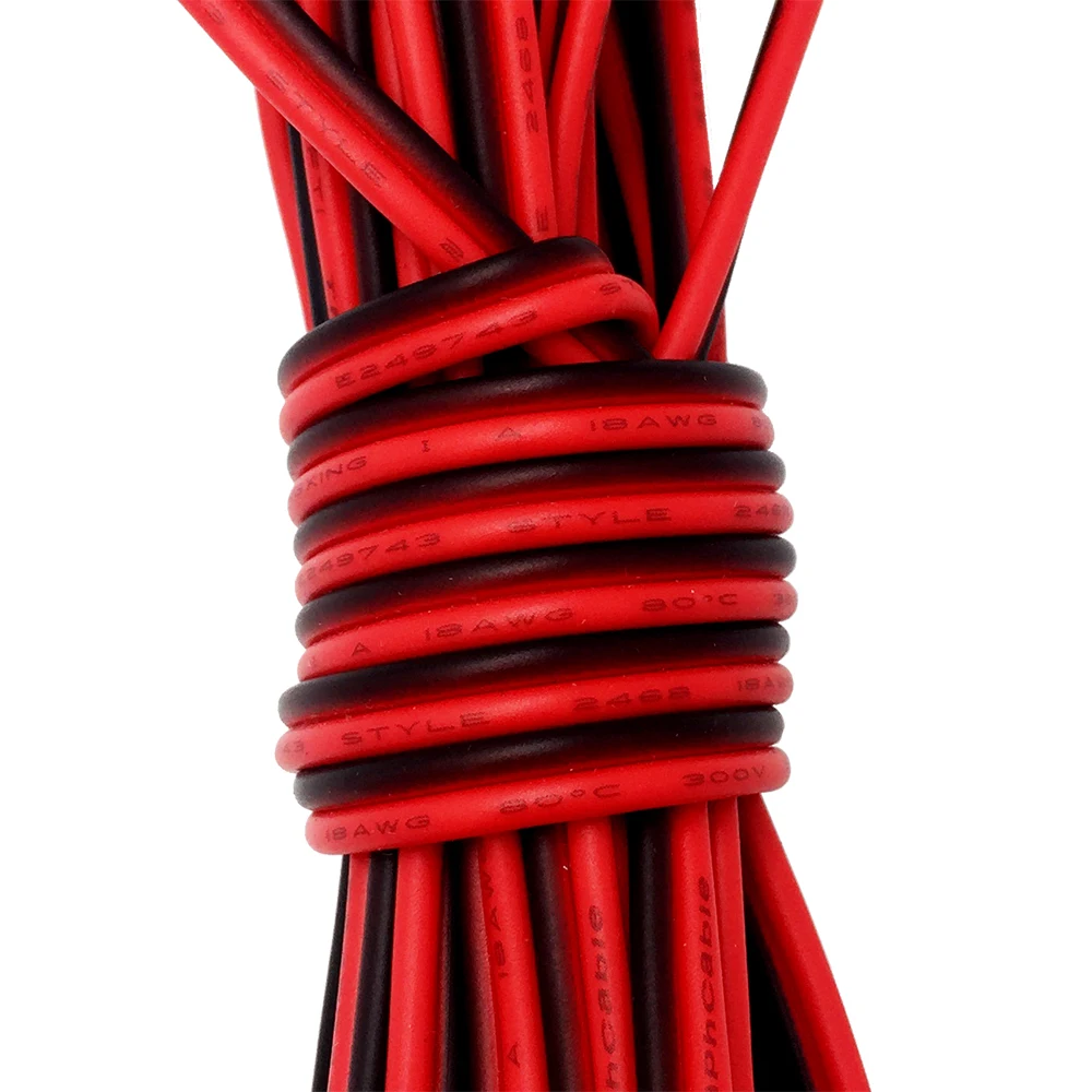 18 AWG 2PIN черный + красный медный Электрический провод Луженая Медь изолированный