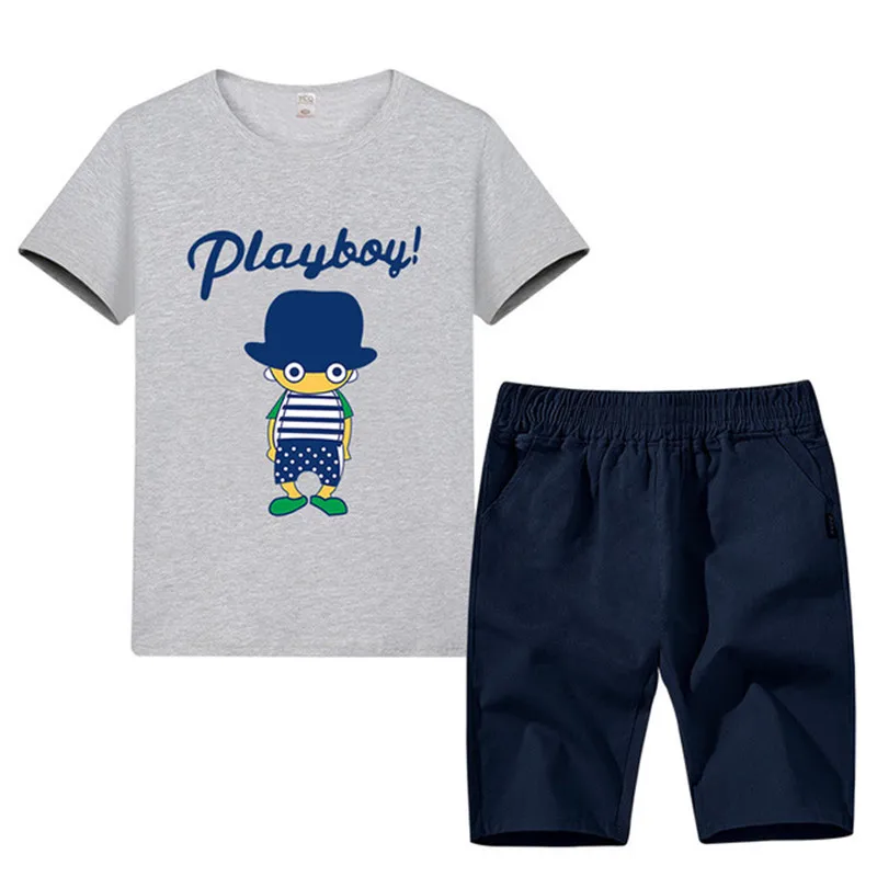 2019 летняя одежда для мальчиков спортивный костюм Модный повседневный детский