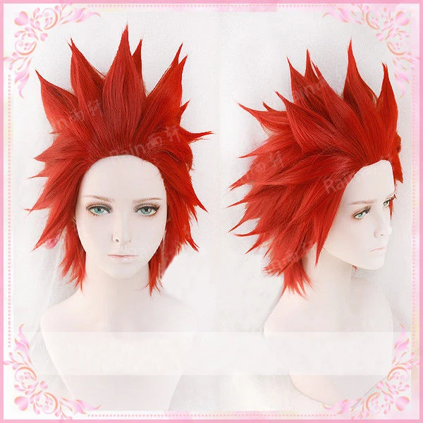 

My Hero Academia Boku no Hiro Akademia Wigs Eijirou Kirishima Eijiro Wig Short Red Heat Resistant Hair Cosplay Wig + Wig Cap