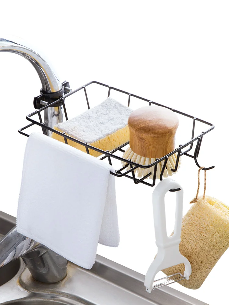 

Iron Faucet Rack Pool Kitchen Storage Rack Free Punching Sink Rag Drain Rack