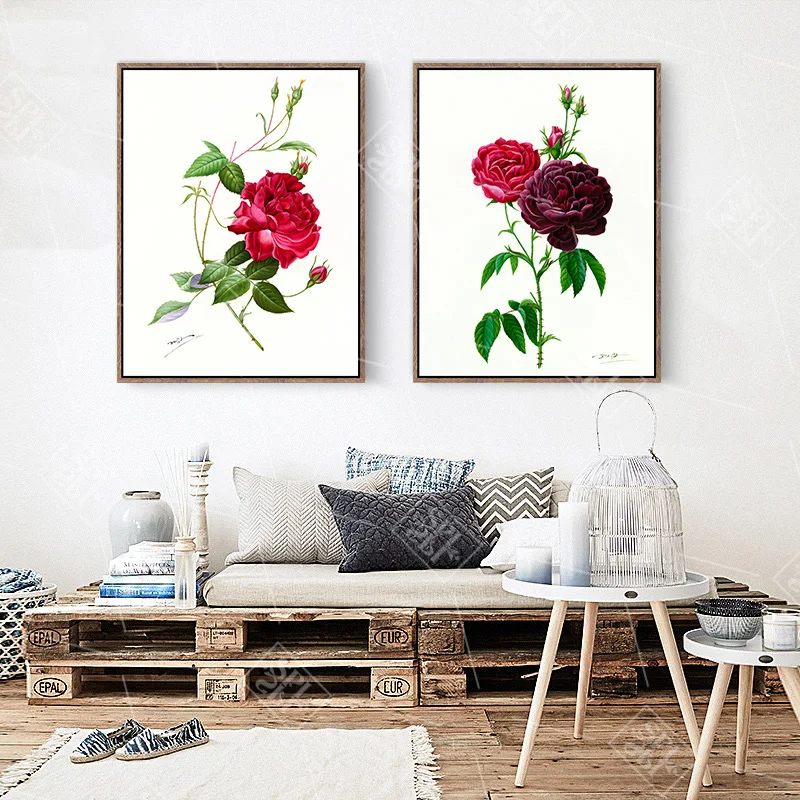 Romantic Red Rose Canvas Oil Painting Valentine's Day Gift for Lover Parents Wall Art Picture Home Decoration Hd Printed Posters | Дом и