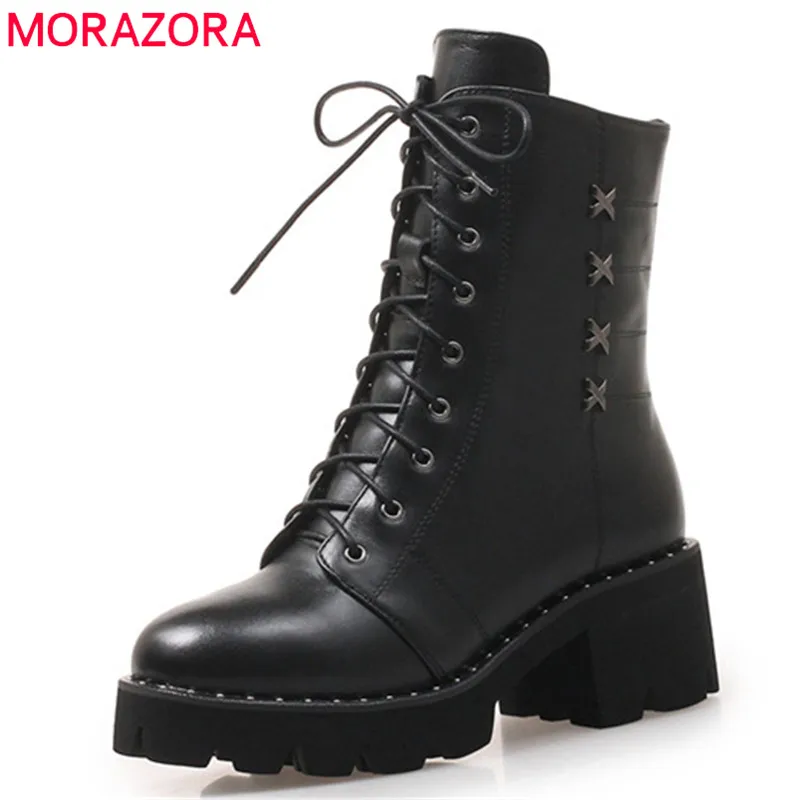 Женские замшевые ботильоны MORAZORA черные на платформе осенне зимний сезон