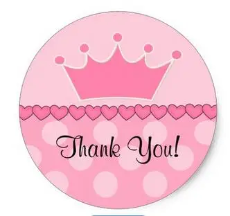 

1.5inch Pink Princess Crown Thank You Sticker