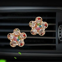 car styling diamond alloy beautiful jewel flower air freshener automobile interior decoration air vent perfume clip accessories