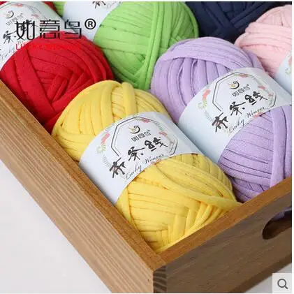 100 г/мяч 100% Полиэстеровые полоски из ткани Ранняя нить для ручной вязки вязаные