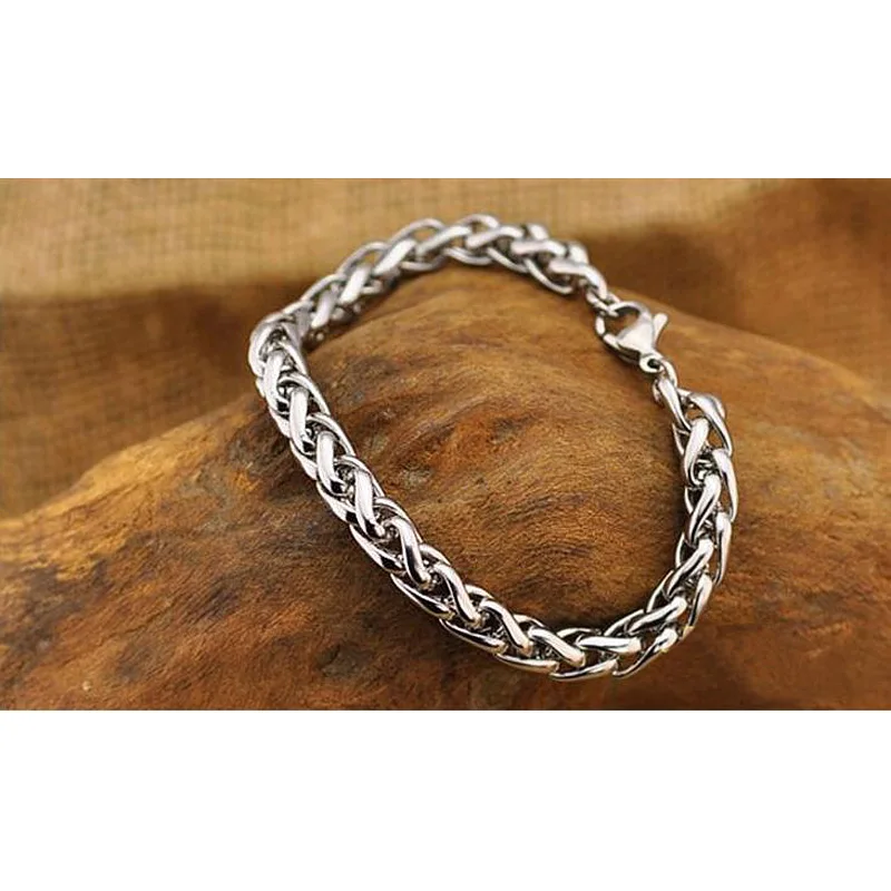 

Risul Men's Women Braid Wheat link chain bracelet 4/5/6mm Stainless Steel woven wristband bangle HighQuality Wholesale 10pcs