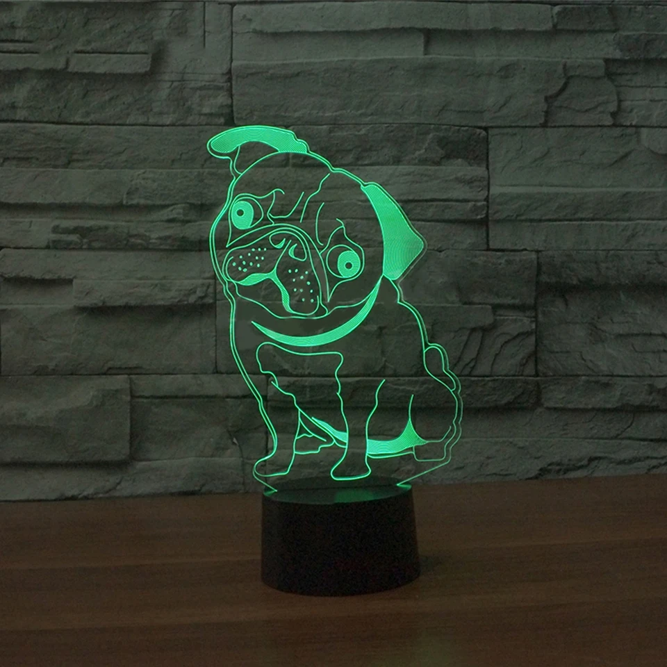 Для сна светильник ing Спальня украшение Usb визуальный 3D светодиодный мопса
