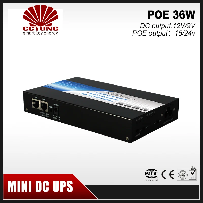 Мини-портативный UPS с 15/24VDC POE(питание по Ethernet) и 9/12VDC интерфейс макс 36 Вт Выход и 8800 мАч литиевая батарея Встроенный