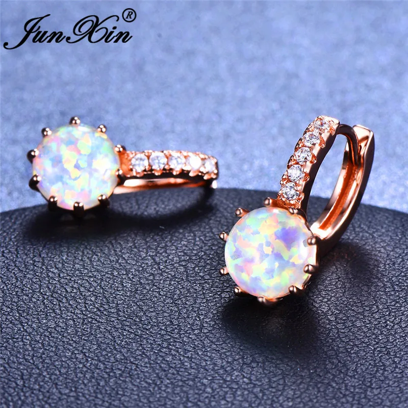 Модные женские круглые серьги-кольца Boho, серебряные Свадебные украшения 925 пробы, белые синие пожарные серьги с камнями-опалами для женщин