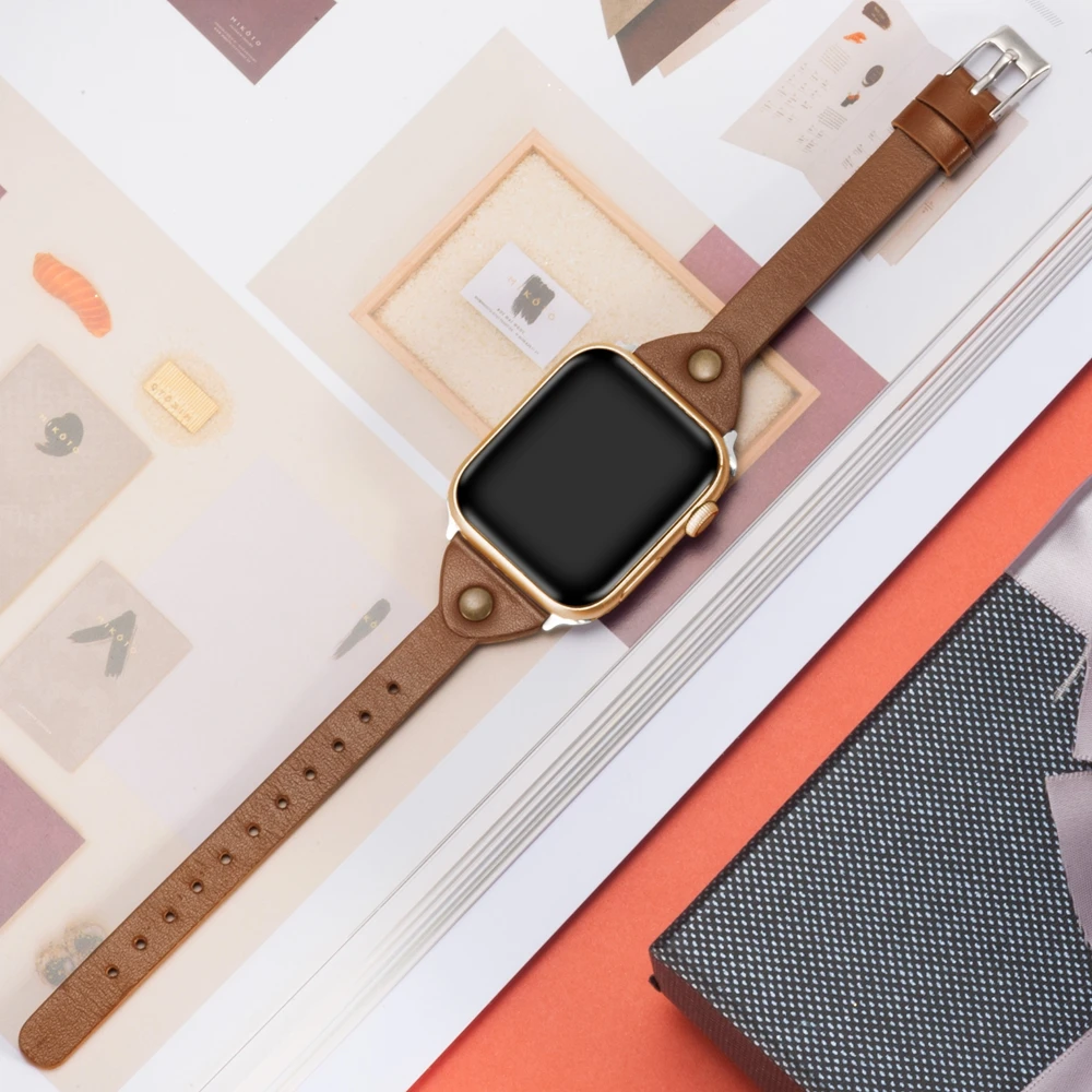 Тонкий кожаный ремешок для Apple Watch 42 мм 44 мм iWatch женский ремешок классические браслеты браслет для отдыха для iWatch серии 4 3 2 1