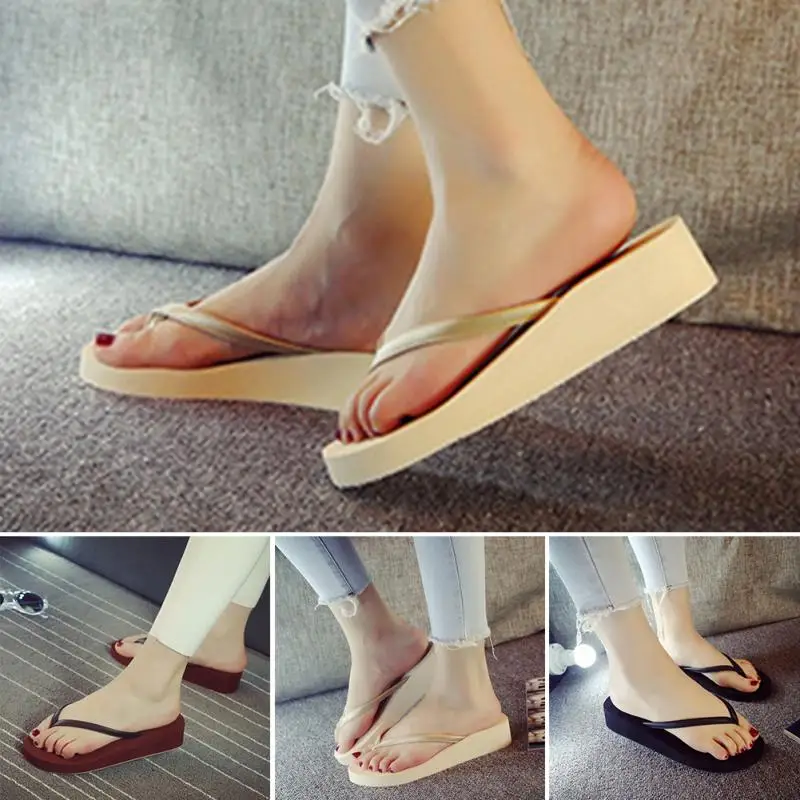 Шлепанцы женские для дома и пляжа мягкие сандалии на танкетке Нескользящие