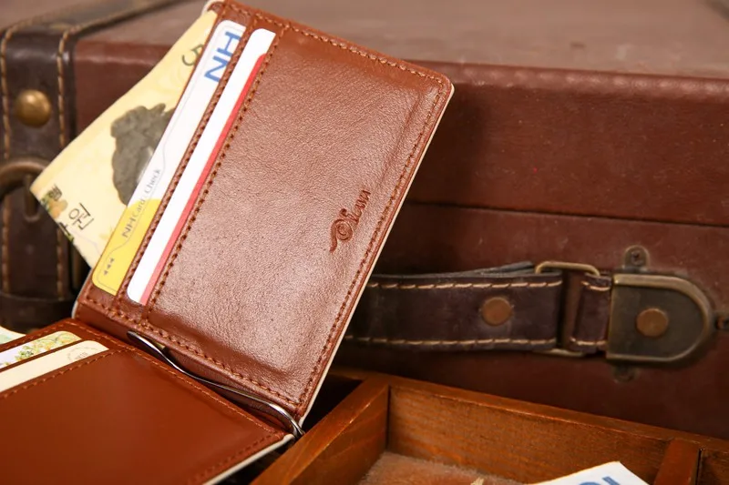KUDIAN BEAR кожаный мужской кошелек с зажимом для денег мужской Тал зажим Rfid Тонкий зажим минималистичный кошелек carteras Minimalista-BID196 PM49