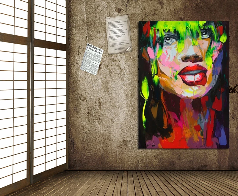 Современная Абстрактная масляная живопись ручной работы разноцветная девушка с