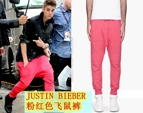 27-36 ! New men's fashion Nightclub JustinBieber pink harem pants plus size trousers stage singer costumes clothing