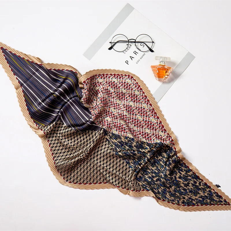 2019 Новый женский маленький шелковый квадратный шарф морщинки для волос шарфы