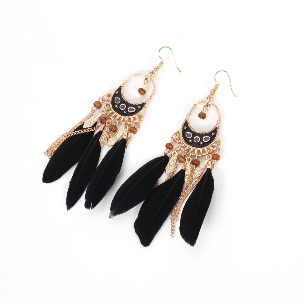 Maxfresh длинной кисточкой модные перо Стиль Этническая Boho Большой болтаться
