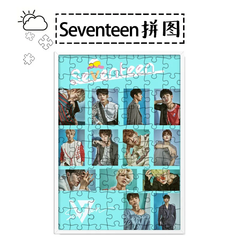 

[MYKPOP]SEVENTEEN Puzzles 120pcs With a Photo Frame Desk Decoration KPOP Fans Collection SA18080613