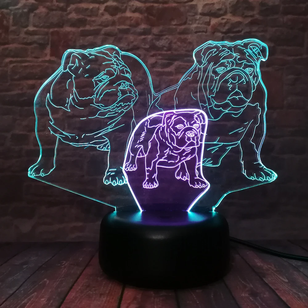 Новинка 3D милая мопса щенок смешанный Ночной светильник 7 цветов