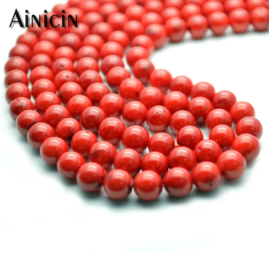 

High Quality 8mm Red Coral Strand Round Beads 15'' DIY Bracelet Jewelry Making Findings 5 Strands/lot