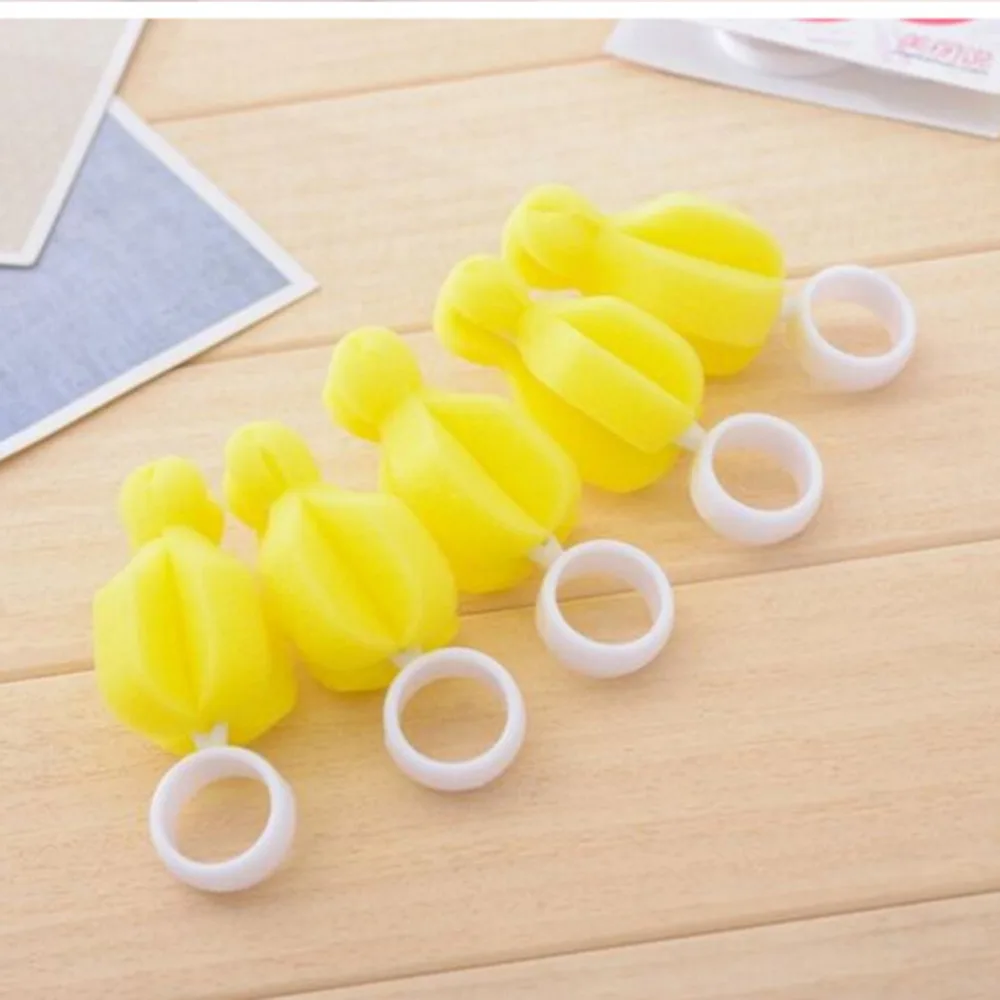 

New 360 Degree Rotating Sponge yellow Baby Nipple Brush 2pcs Babies Teat Cleaning Feeding Bottle Brushes Infant Pacifier Cleaner