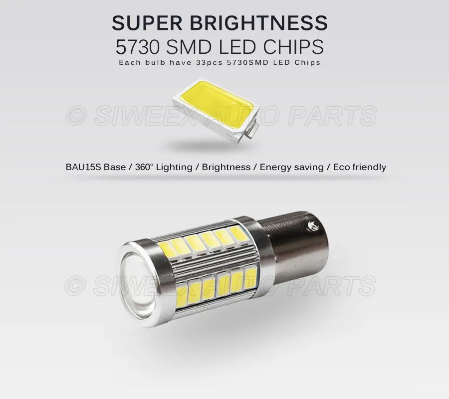 1 шт. BAU15S PY21W желтый автомобиль светодиодный лампы 33 5730 SMD Боковой габаритный