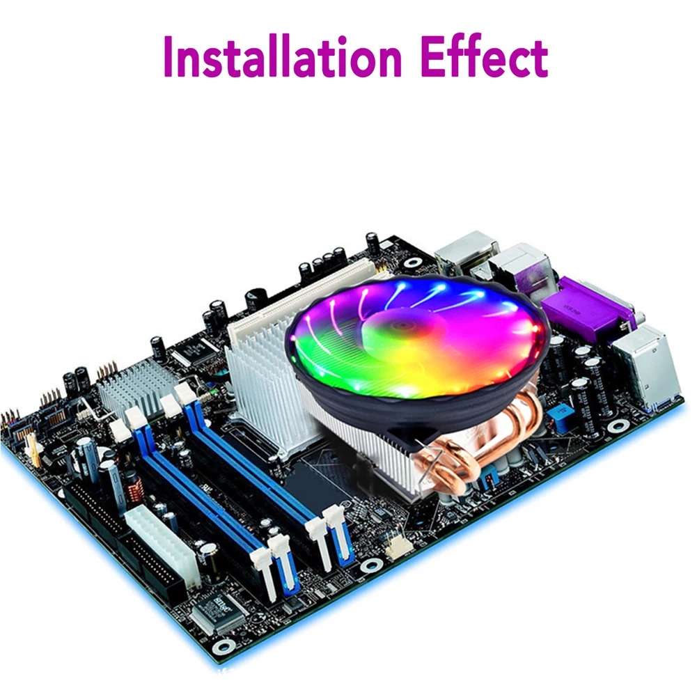 Хит, 4 теплопроводов холодильник 120 мм Процессор кулер светодиодный RGB вентилятор для Intel LGA 1155/1151/1150/1366 AMD