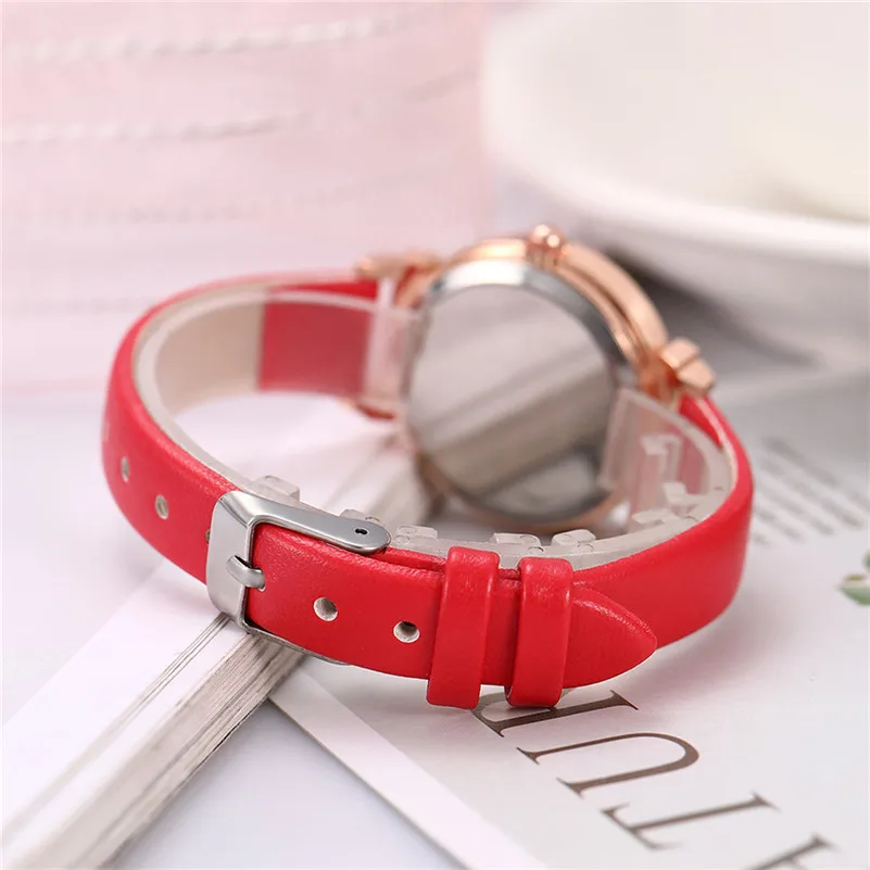 

Women Watches Modern Fashion Simple Style Multicolor Dial Leather Belt Watch Rhinestone Inlaid Quartz Wristwatch For Ladies #D