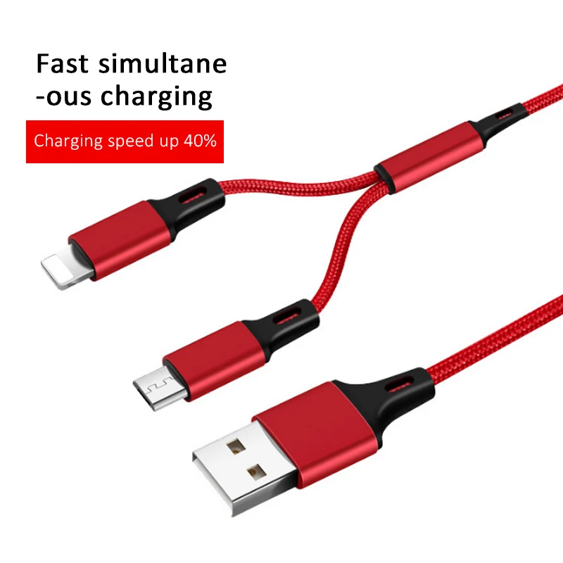 ! ACCEZZ 2 в 1 USB кабель для зарядки Micro Samsung S6 S7 Xiaomi 8 Pin iPhone X 7 6 6s Plus XS зарядного