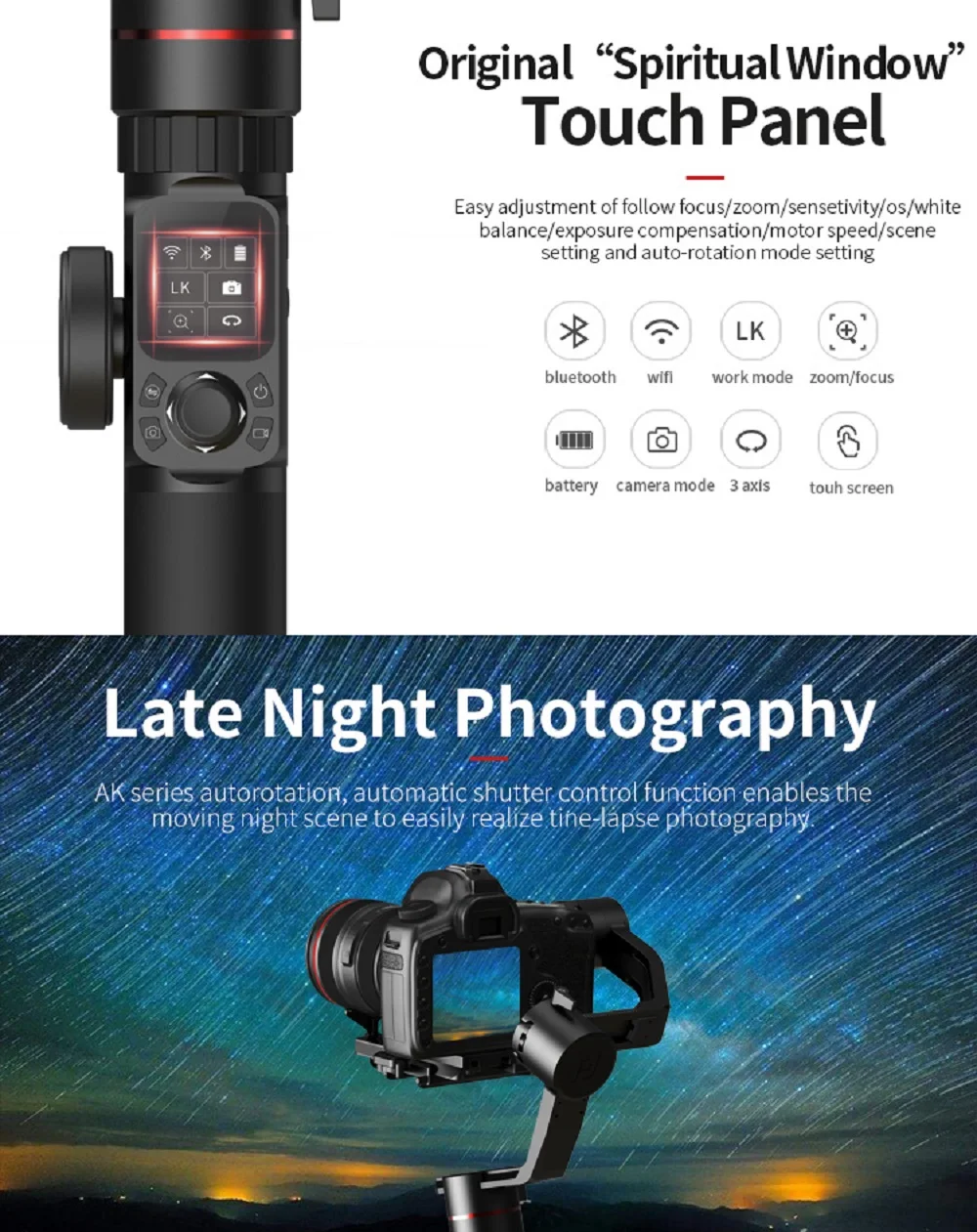 FeiyuTech AK2000 3-осевой Камера ручной шарнирный стабилизатор для камеры GoPro MaxLoad 2,8 кг для Nikon D850 sony A9 A7III A7S A7R Canon 5diii 5DSR