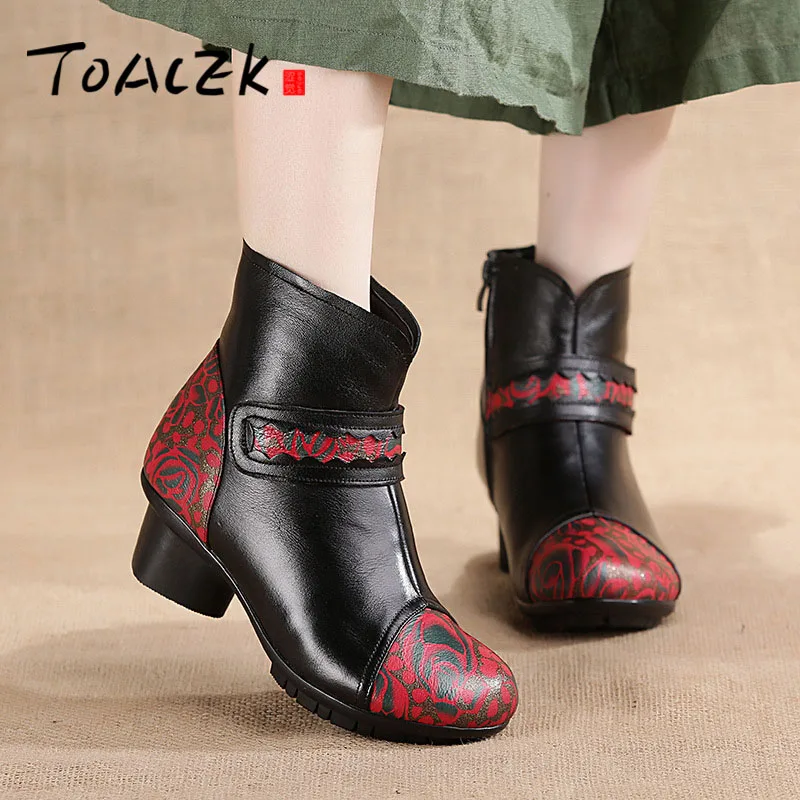 Женская обувь в национальном стиле новые ботинки с принтом для мам осенне-зимние