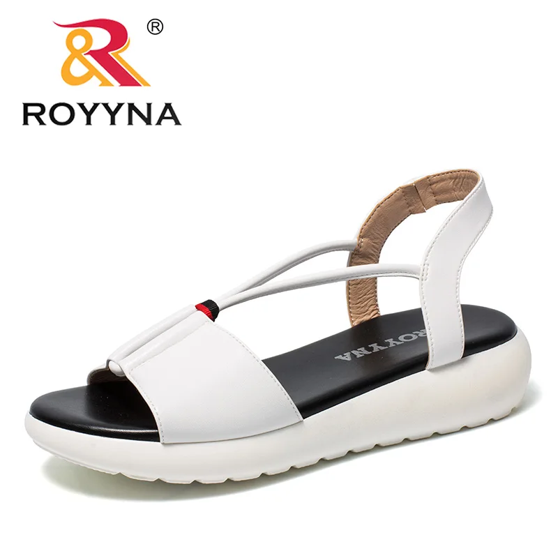 White ROYYNA/Новое поступление; женские босоножки в сдержанном стиле; Летняя обувь из микрофибры; женские шлепанцы без застежки; Быстрая - Цвет: White