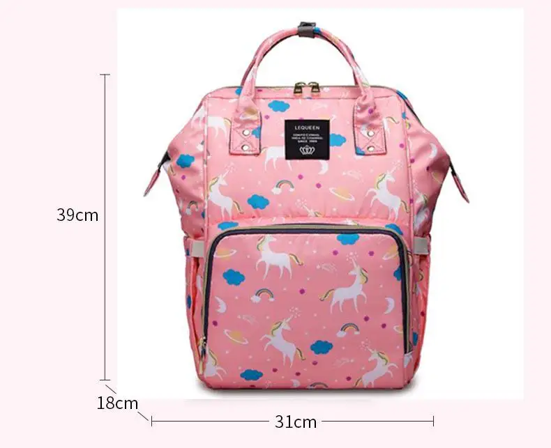 pink Сумка для подгузников, большая емкость, рюкзаки для мам, портативная детская дорожная сумка, пеленки, водонепроницаемые, на молнии, сумки для кормления, Прямая поставка - Цвет: pink