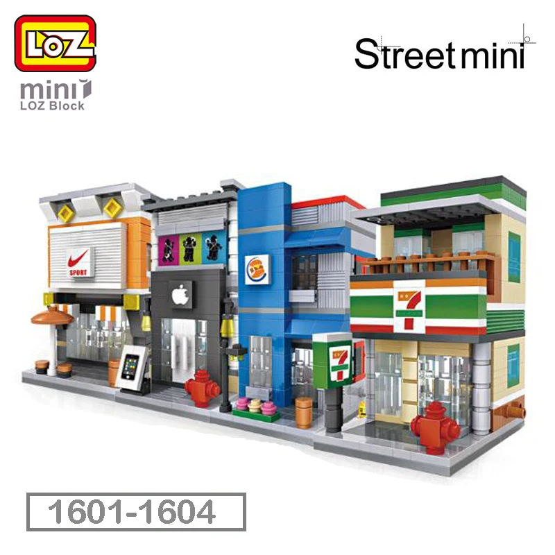 LOZ City Street удобство телефонного магазина гамбургер спортивный магазин еда