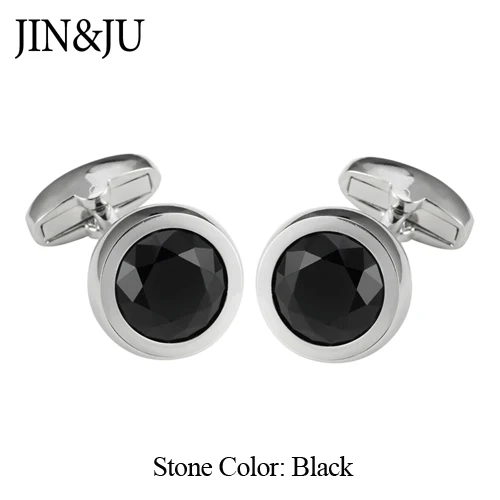 Black JIN& JU высокого качества, со вставками запонки круглый Стекло свадебные запонки, запонки, производитель с запонка для розничной торговли - Окраска металла: Black
